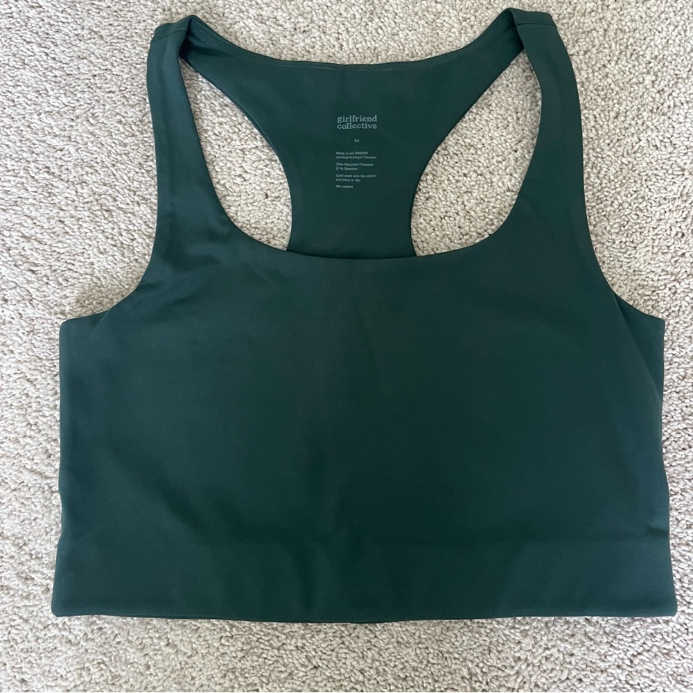 Girlfriend Collective Paloma Sports Bra Dark Green Women’s Size Medium
